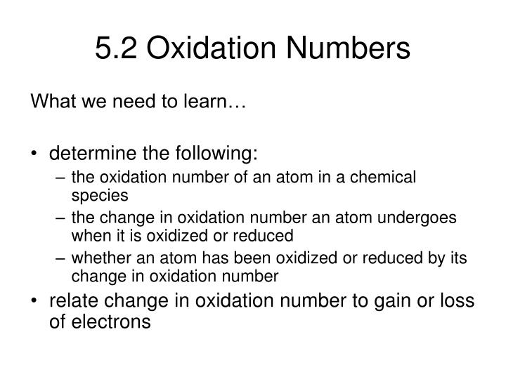 5 2 oxidation numbers