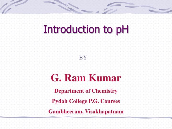 introduction to ph