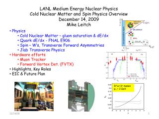 LANL Medium Energy Nuclear Physics Cold Nuclear Matter and Spin Physics Overview December 14, 2009
