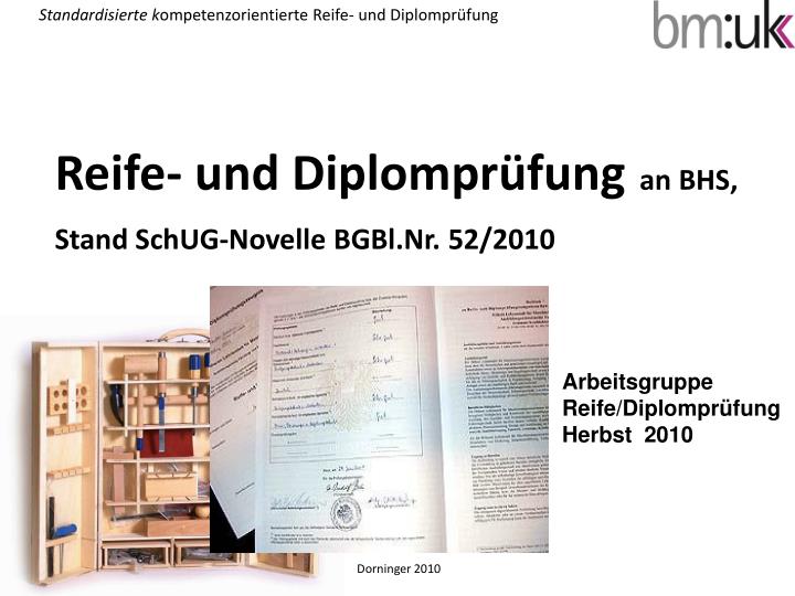 reife und diplompr fung an bhs stand schug novelle bgbl nr 52 2010