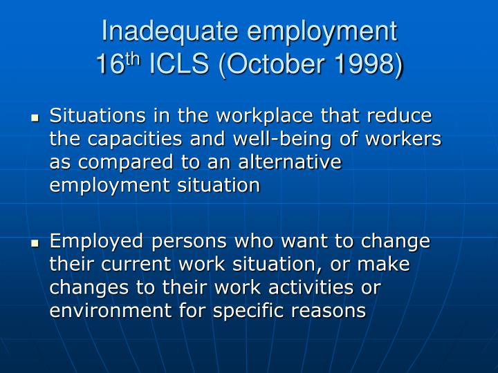inadequate employment 16 th icls october 1998