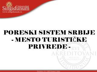 poreski sistem srbije mesto turisti ke privrede