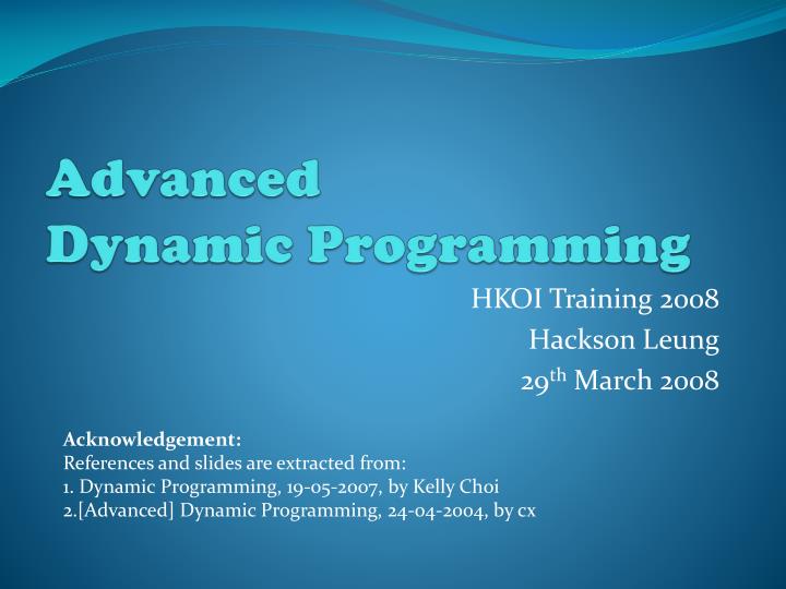 advanced dynamic programming