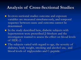 Analysis of Cross-Sectional Studies