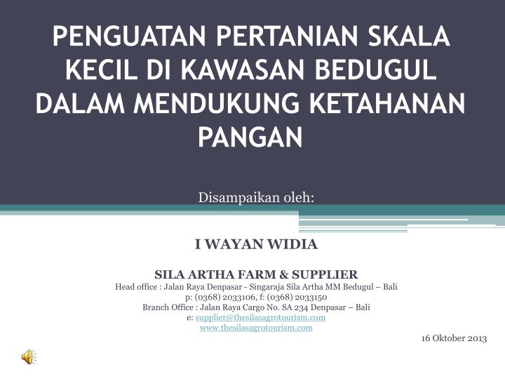 penguatan pertanian skala kecil di kawasan bedugul dalam mendukung ketahanan pangan