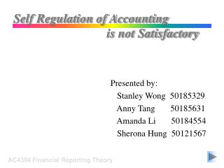 Self Regulation of Accounting