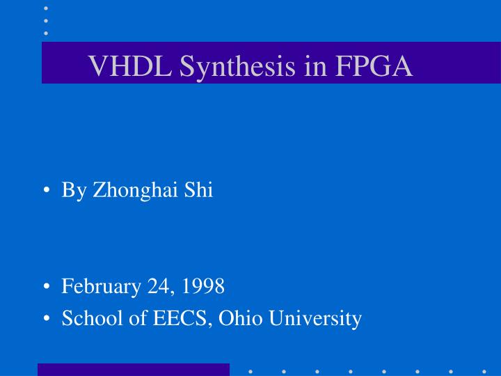 vhdl synthesis in fpga