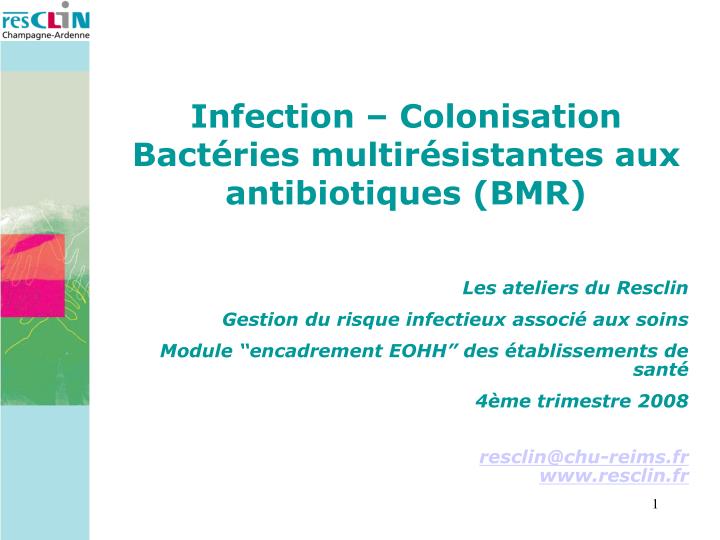 infection colonisation bact ries multir sistantes aux antibiotiques bmr