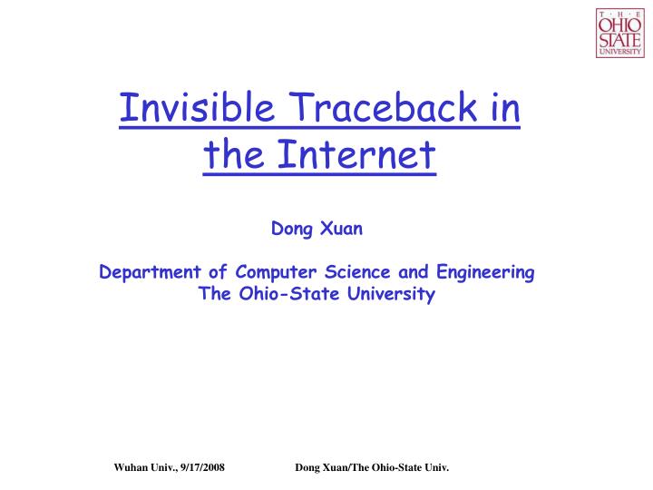 invisible traceback in the internet