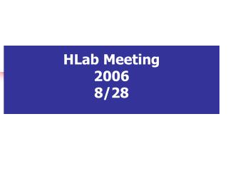 HLab Meeting 2006 8/28