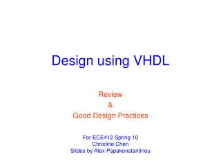 Design using VHDL