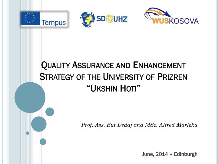 quality assurance and enhancement strategy of the university of prizren ukshin hoti