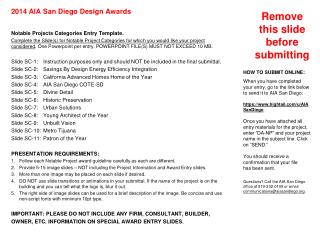 Slide SC-1 2014 AIA San Diego Design Awards Special Categories Instructions