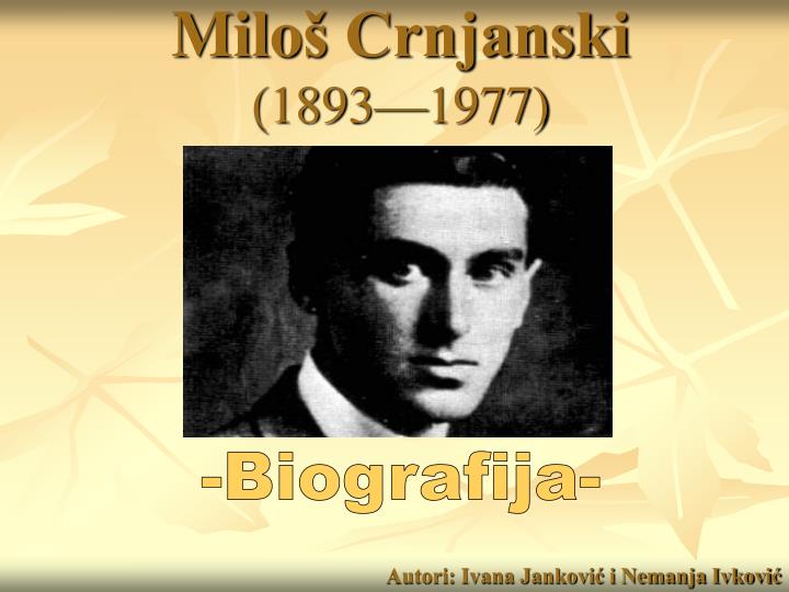 milo crnjanski 1893 1977