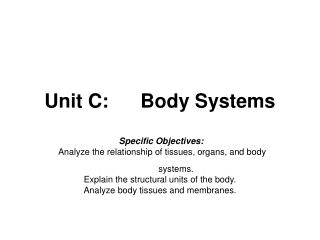 Unit C:	Body Systems