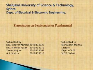 Presentation on Semiconductor Fundamental