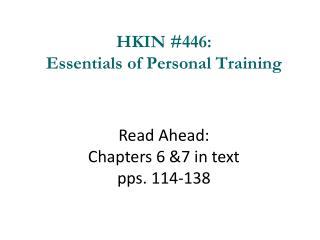 HKIN #446: Essentials of Personal Training