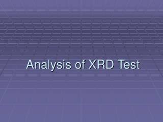Analysis of XRD Test