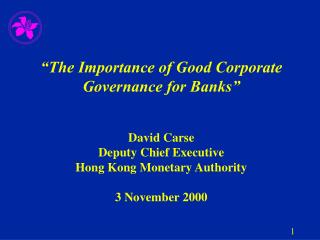 The importance of corporate governance