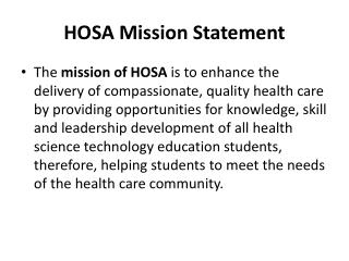 HOSA Mission Statement