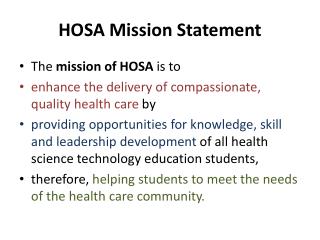 HOSA Mission Statement