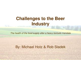 Challenges to the Beer Industry The health of the food supply after a heavy biofuels mandate