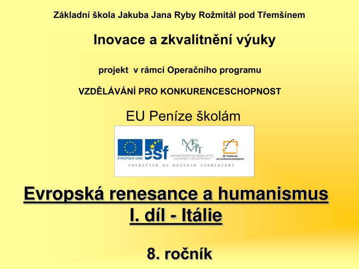 evropsk renesance a humanismus i d l it lie