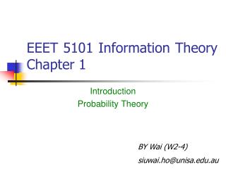 EEET 5101 Information Theory Chapter 1