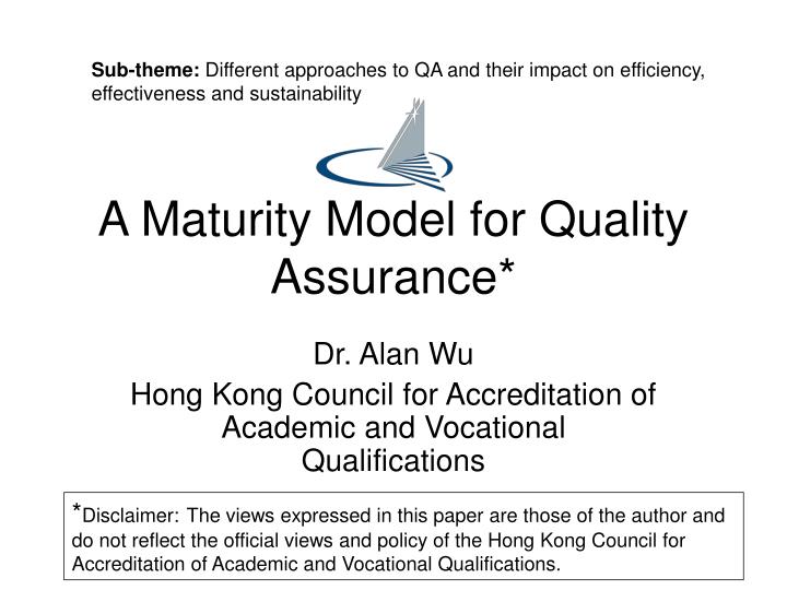 a maturity model for quality assurance