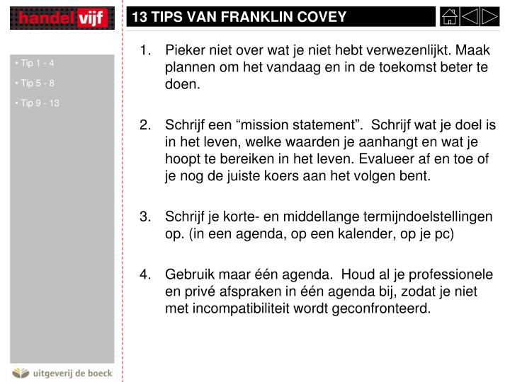 13 tips van franklin covey
