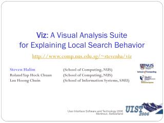 Viz : A Visual Analysis Suite for Explaining Local Search Behavior