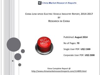 Low-speed Electric Vehicle Industry China Report 2014-2017