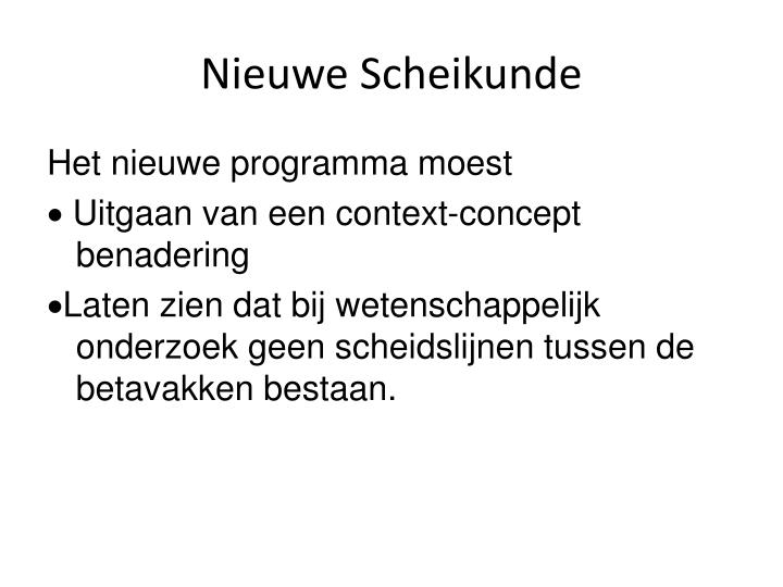 nieuwe scheikunde