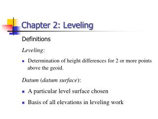 Chapter 2: Leveling