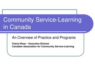 Community Service-Learning in Canada