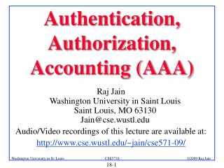 Authentication, Authorization, Accounting (AAA)