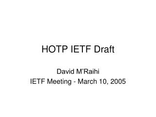 HOTP IETF Draft