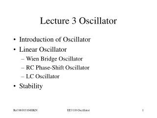 Lecture 3 Oscillator