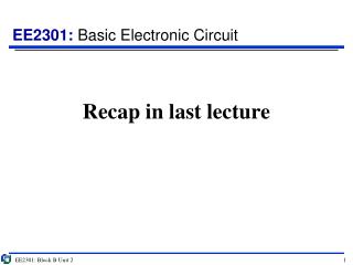 Recap in last lecture