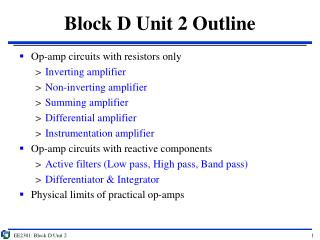 Block D Unit 2 Outline