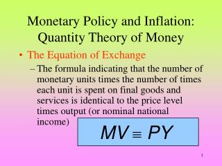 Monetary Policy and Inflation: Quantity Theory of Money