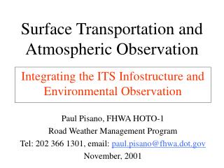 Surface Transportation and Atmospheric Observation