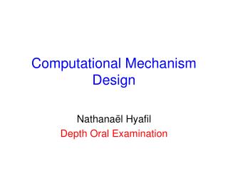Computational Mechanism Design