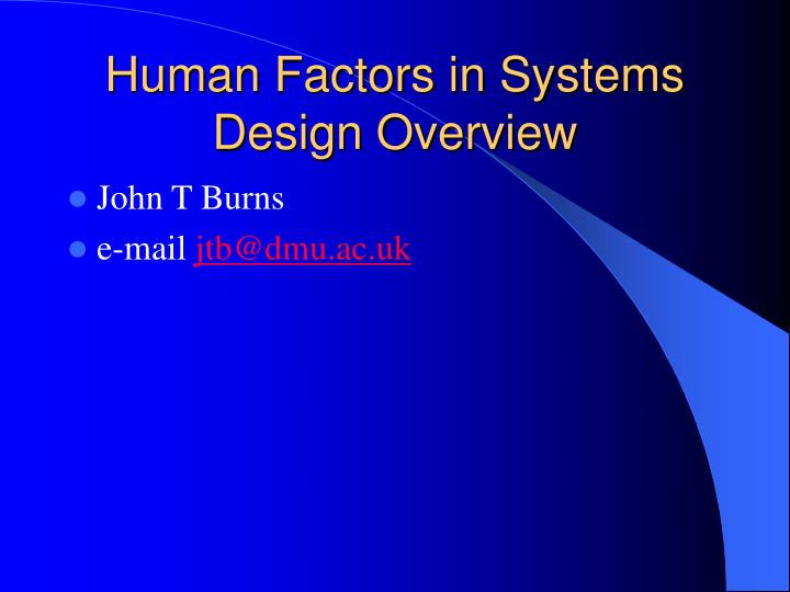human factors in systems design overview