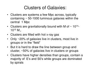 Clusters of Galaxies: