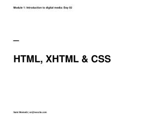 _ HTML, XHTML &amp; CSS