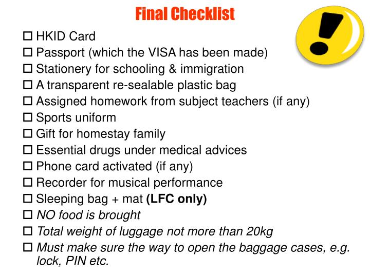 final checklist