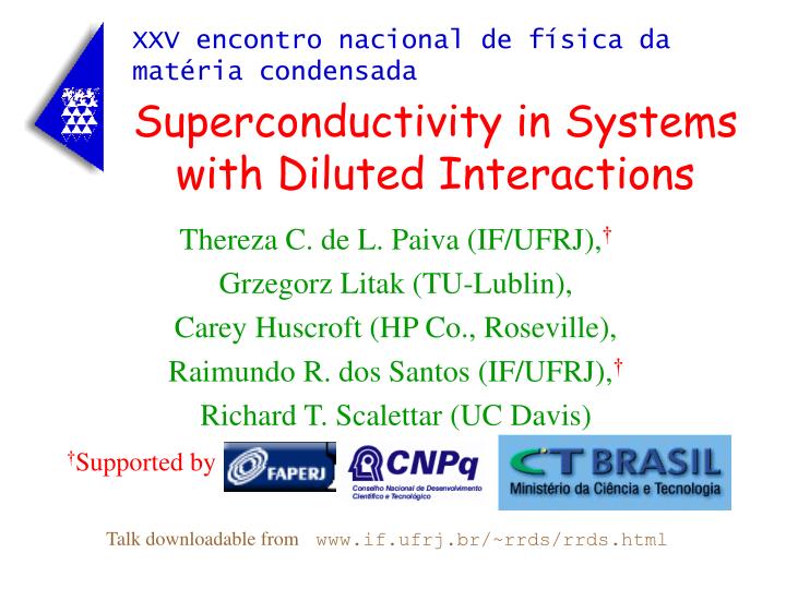 superconductivity in systems with diluted interactions