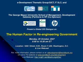 e-Development Thematic Group/GICT, IT SLC; and