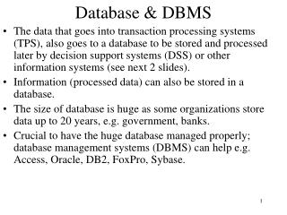 Database &amp; DBMS